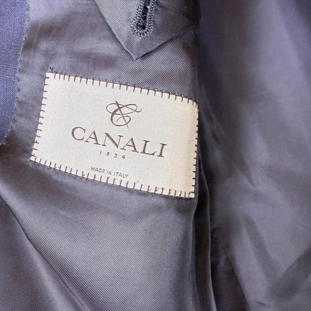 Canali 1934 Mens Blue Wool Windowpane Two Button Suit Made in Italy 1040